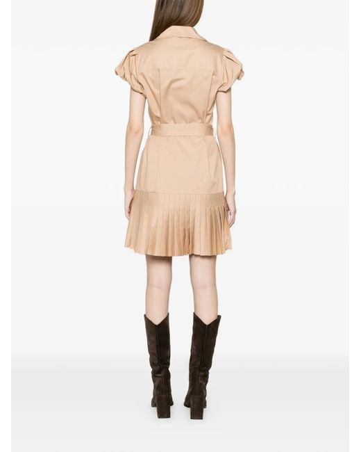 Twinset Natural Belted Pleated Mini Dress