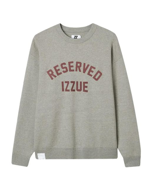 Izzue Gray Logo-Print Sweater for men