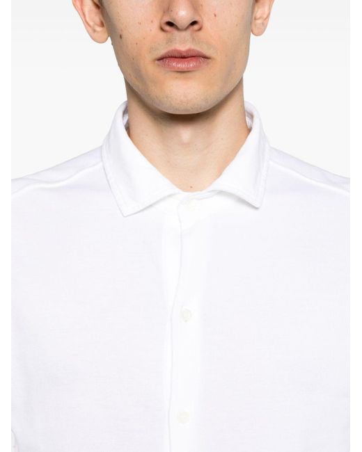 Drumohr White Piqué-weave Cotton Shirt for men