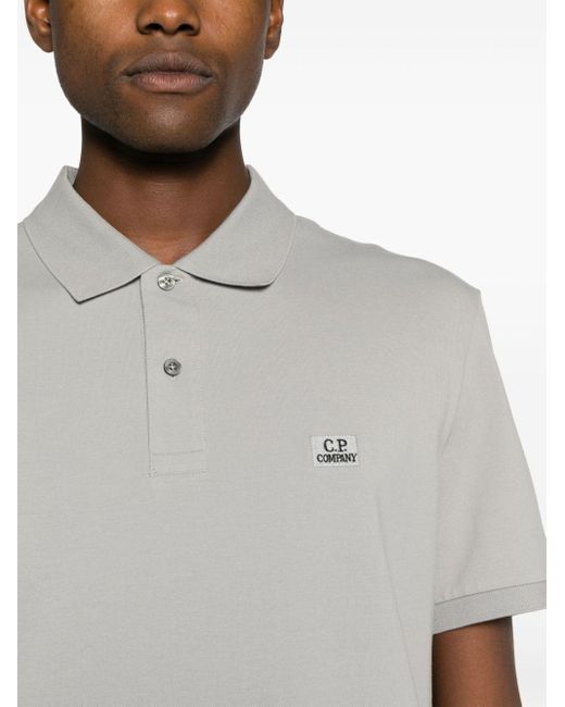 C P Company Pikee-Poloshirt mit Logo-Patch in Gray für Herren