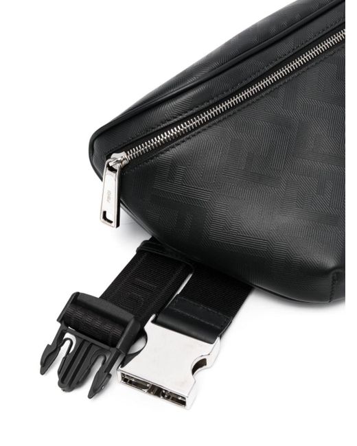 Fendi Black Shadow Diagonal Leather Belt Bag for men
