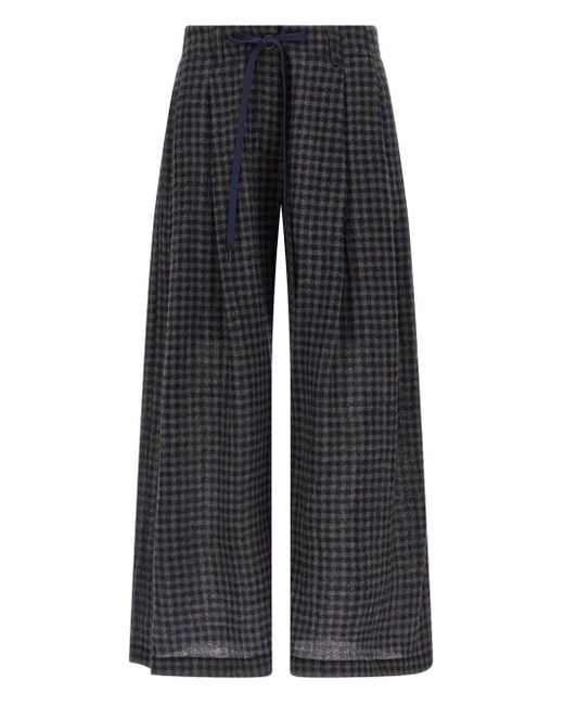 Jejia Blue Antoine Vichy-pattern Drawstring Trousers
