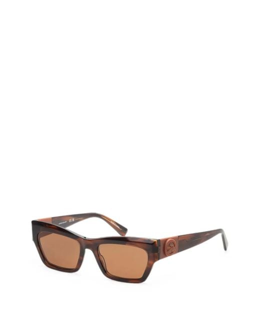 Longchamp Brown Tortoiseshell-Effect Logo-Plaque Sunglasses