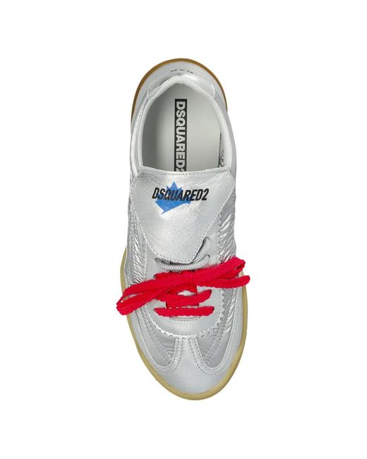 DSquared² White Ruched Leather Sneakers