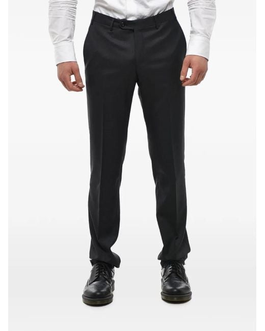 Corneliani Black Academy Pressed-Crease Trousers for men