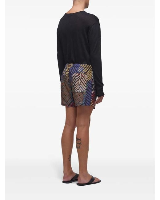 Osklen Blue Leaf-Print Swim Shorts for men