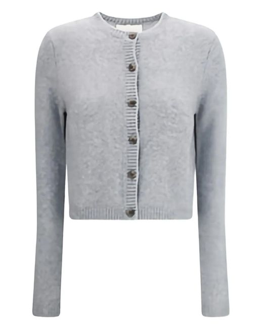 Lisa Yang Gray Felicia Button-Front Cashmere Cardigan