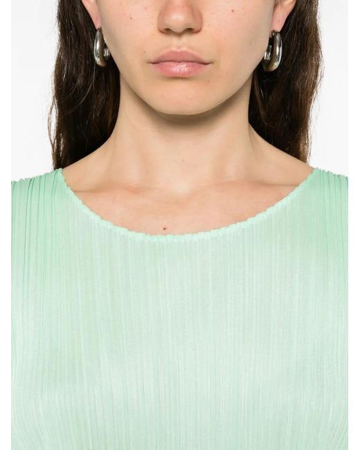 Pleats Please Issey Miyake Green Monthly Colors May Pleated Sleeveless Top