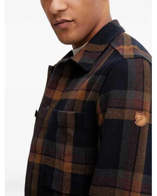 Fjallraven Black Check-Pattern Two-Pocket Shirt Jacket for men