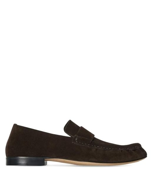 The Row Black Suede Loafers