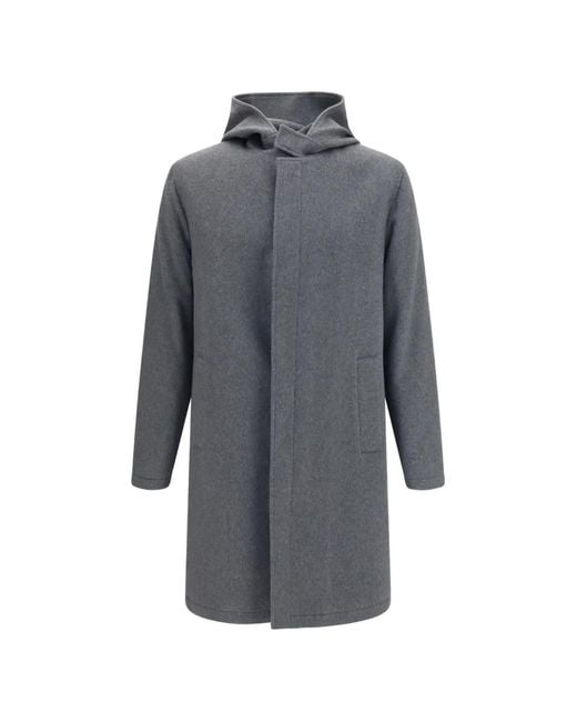 Lardini Gray Mélange-Effect Hooded Coat for men