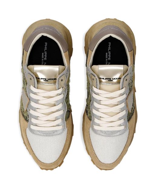 Philippe Model Green Snakeskin-Detailed Trainers