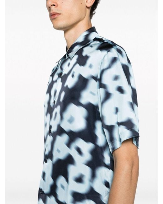 Sandro Blue Floral-print Oversized Woven Shirt X for men