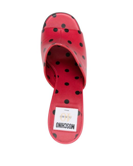 Moschino Red Mules mit Polka Dots