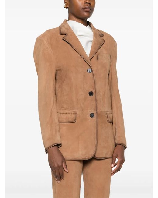 Arma Brown Suede Button-Detail Jacket