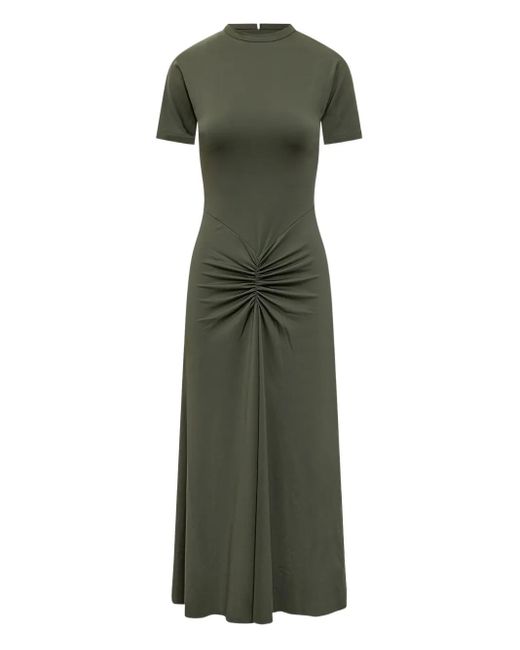 Victoria Beckham Green Gathered Midi Dress