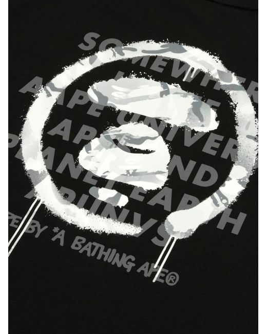 Aape By A Bathing Ape Black Aapeunvs Logo-Print Cotton T-Shirt for men
