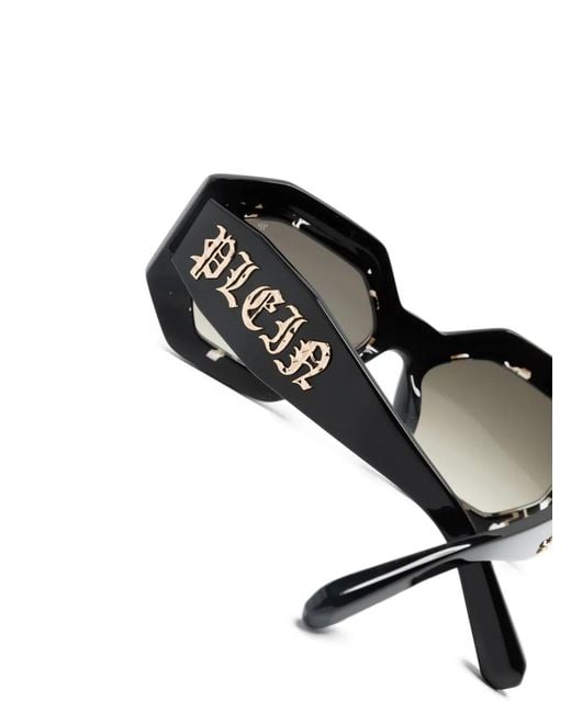 Philipp Plein Black Geometric-Frame Sunglasses
