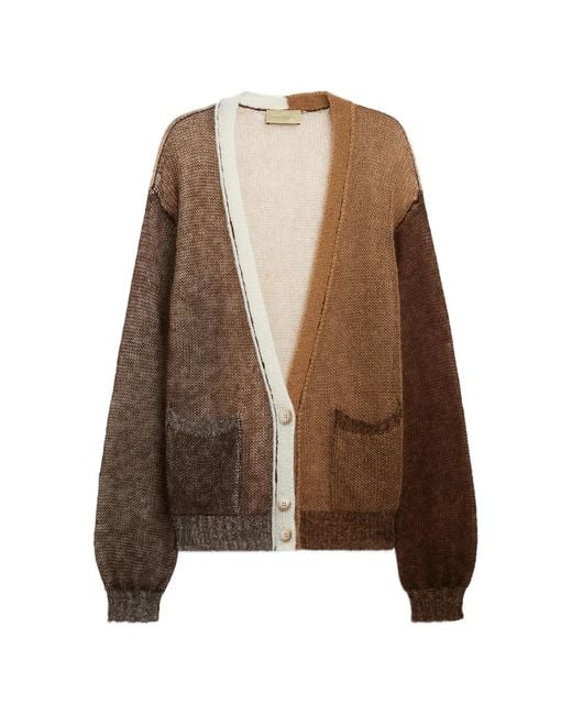 Momoní Brown Cheroke Colour Block Cardigan