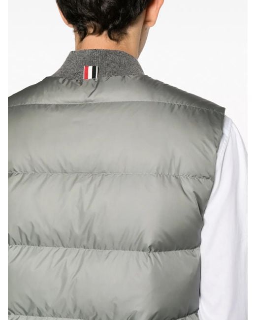Thom Browne Blue 4-Bar Matte Nylon Down Vest for men