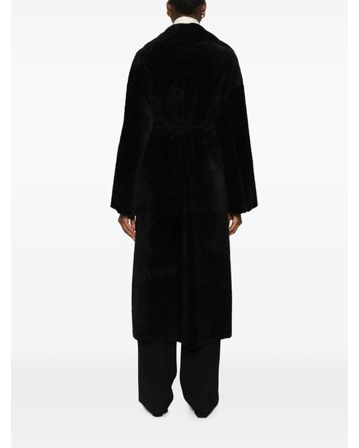 Arma Black Belted Shearling Coat