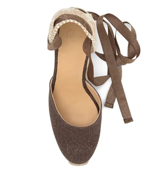 Castaner Metallic 90Mm Carina Glitter Wedge-Heel Espadrilles