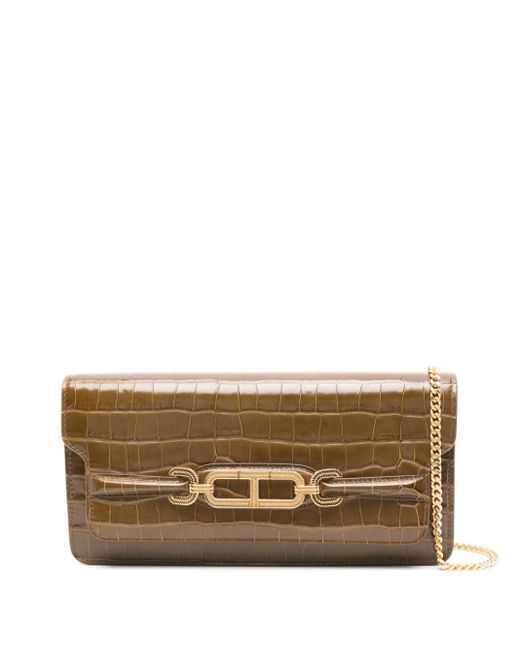 Tom Ford Brown Whitney Crocodile-embossed Clutch Bag