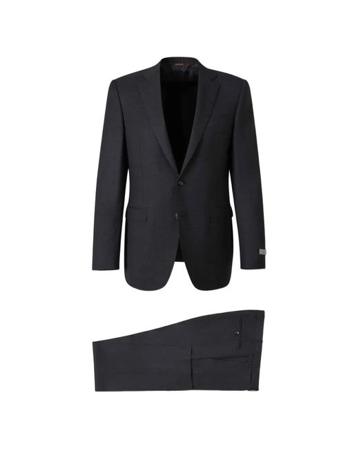 Canali Black Single-Breasted Notched-Lapels Suit for men