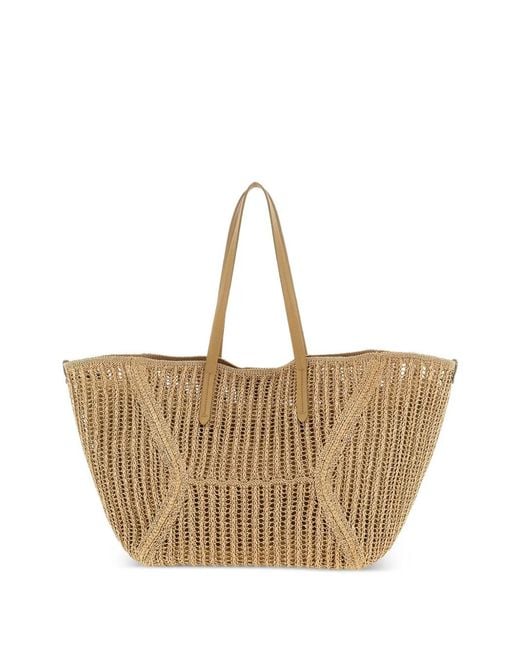 Brunello Cucinelli Natural Large Woven Raffia Tote Bag