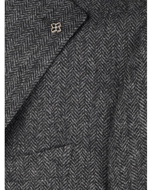 Tagliatore Black Herringbone Two-Button Blazer for men