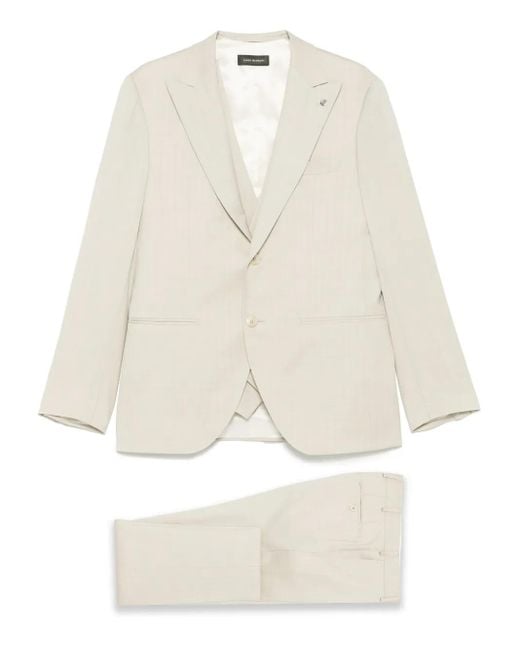 Luigi Bianchi Natural Herringbone-Pattern Suit for men