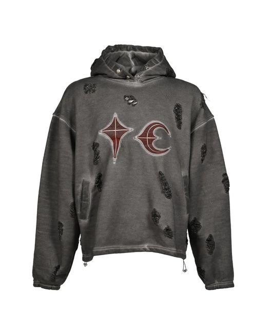 THUG CLUB Gray Rock Distressed Hoodie for men