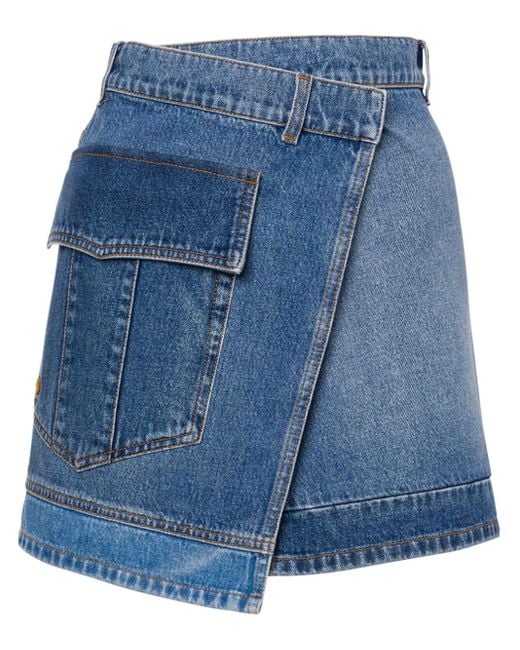 Philosophy Di Lorenzo Serafini Blue Asymmetric Denim Skirt