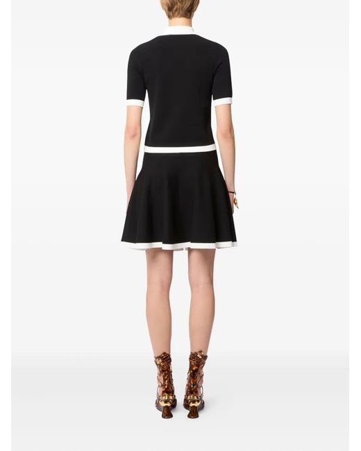 Nina Ricci Black Bi-Colour Buttoned Polo Top