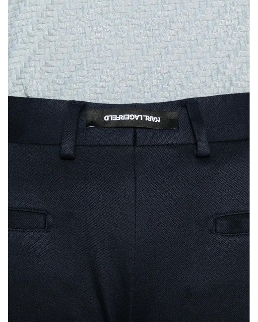 Karl Lagerfeld Blue Road Logo-Patch Tailored Trousers for men
