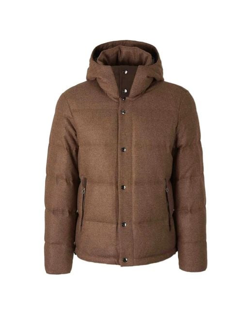 Montecore Brown Quilted Hooded Jacket for men
