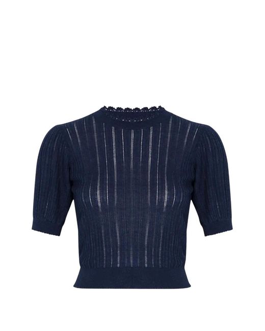 Ulla Johnson Blue Gemma Short-Sleeve Top