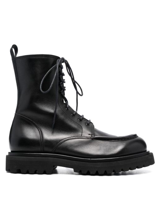 Officine Creative Black Eventual Leather Ankle Boots for men