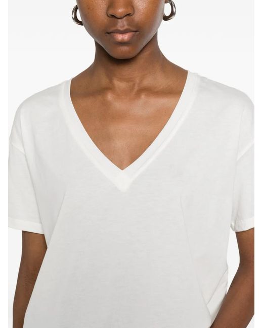 Majestic Filatures White T-Shirt À Col V