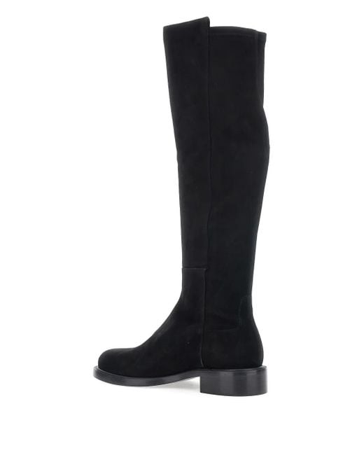 Stuart Weitzman Black Knee-High Boots With Low Block Heel