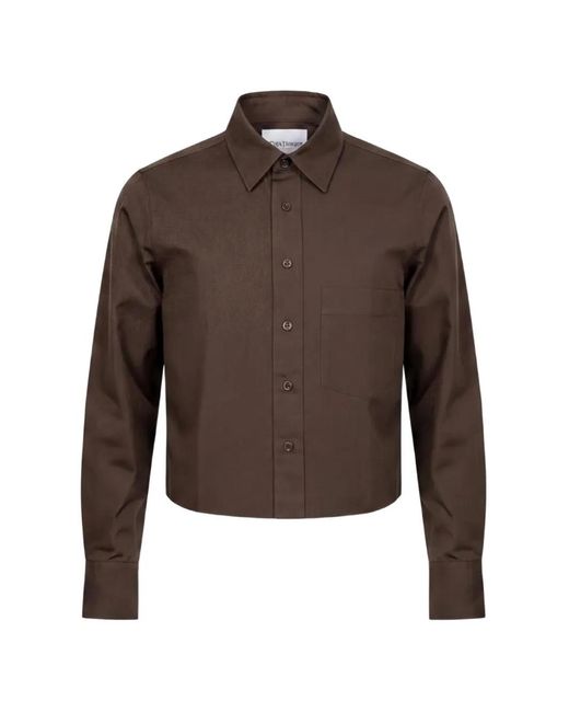 Closed Brown Cropped Long-Sleeve Shirt