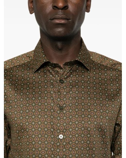 Etro Natural Geometric-Print Long-Sleeve Shirt for men