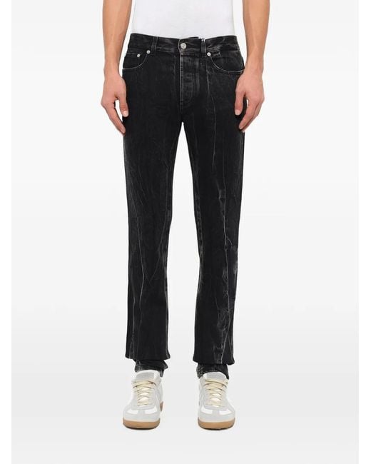 Givenchy Black Lightning-Bolt-Embroidery Jeans for men