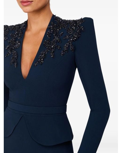 Jenny Packham Blue Verziertes Maxikleid Mit V-Ausschnitt