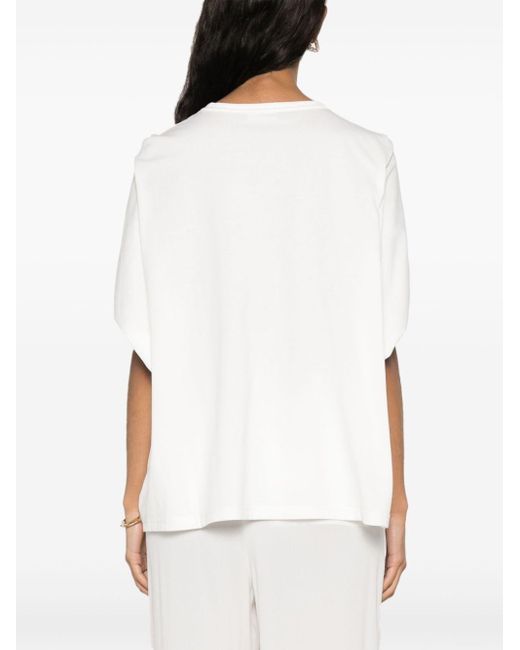 Fabiana Filippi White Batwing-sleeves Cotton T-shirt