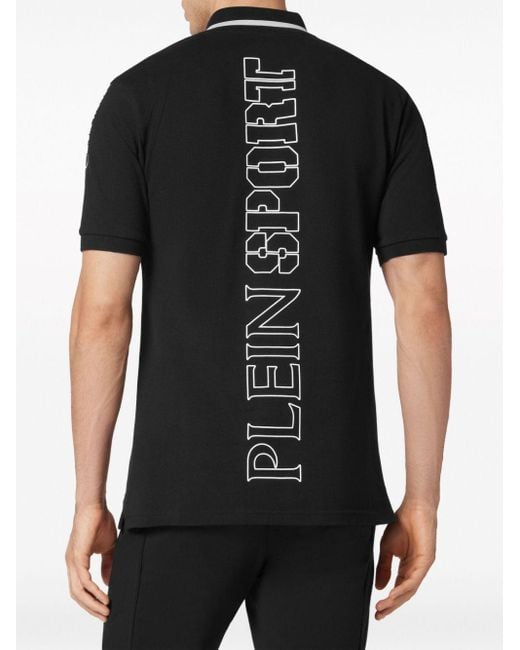 Philipp Plein Black Tiger-print Cotton Polo Shirt for men