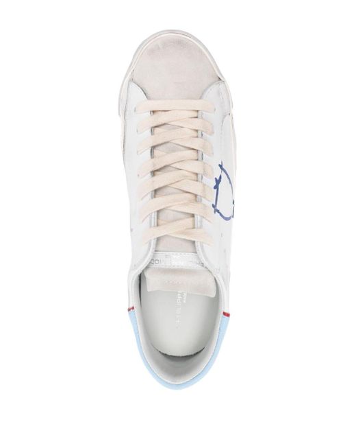Zapatillas Paris con parche del logo Philippe Model de hombre de color White
