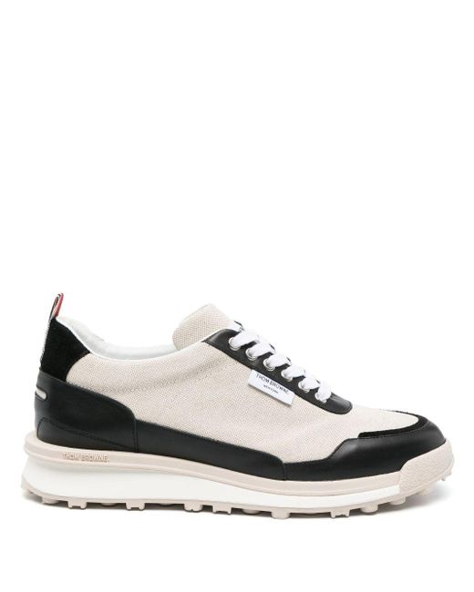 Thom Browne White Alumni Panelled Lace-up Sneakers for men