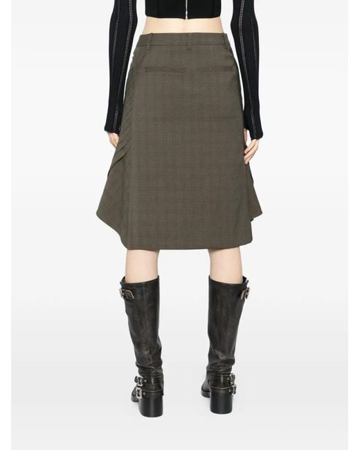 BONBOM Green Plaid Midi Skirt