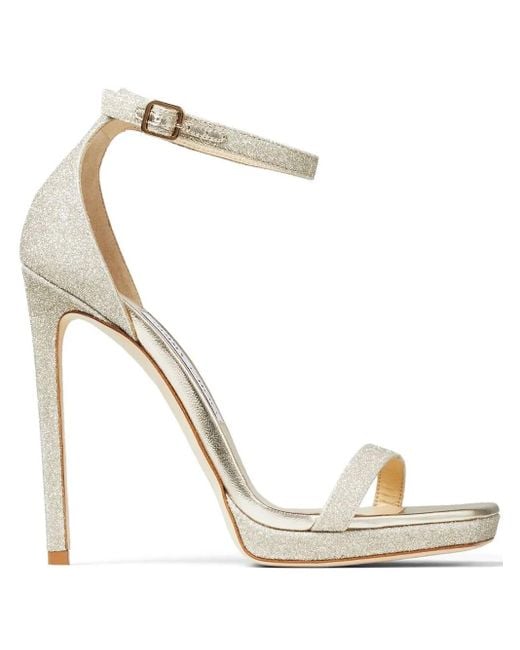 Jimmy Choo White 120Mm Alva Glitter Sandals